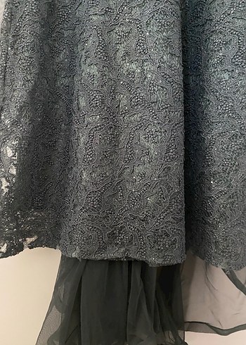 Drapeli V Yaka Uzun Abiye Elbise - Görsel 7