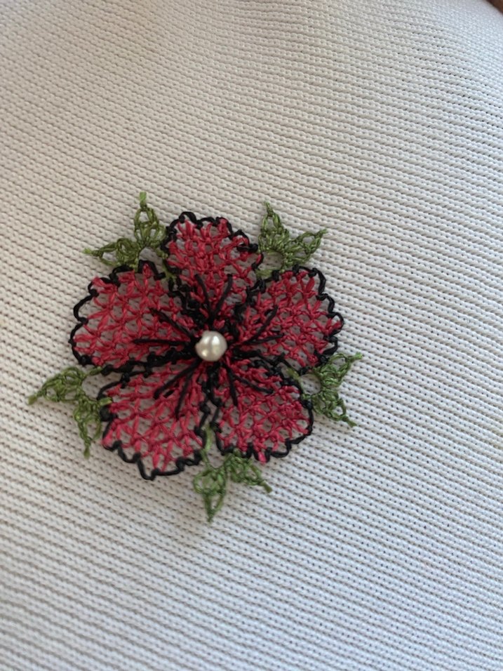 İğne oyası çiçek motifi Mevlüt örtüsü - Görsel 4