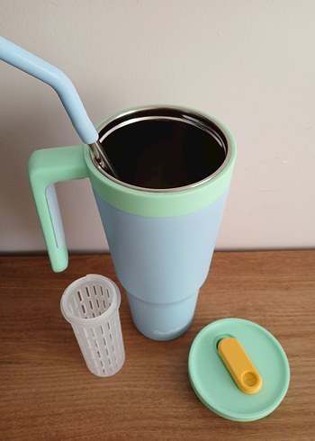 Tantitoni Turkuaz Kapaklı Pipetli Termos 1.2 lt - Görsel 3