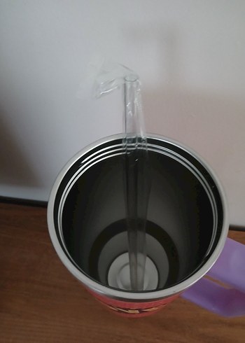 Mor Kulplu Renkli Termos Bardak - Görsel 2