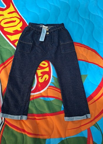 Erkek Çocuk Bol Kesim Düğmeli Denim görünümlü Pantolon
