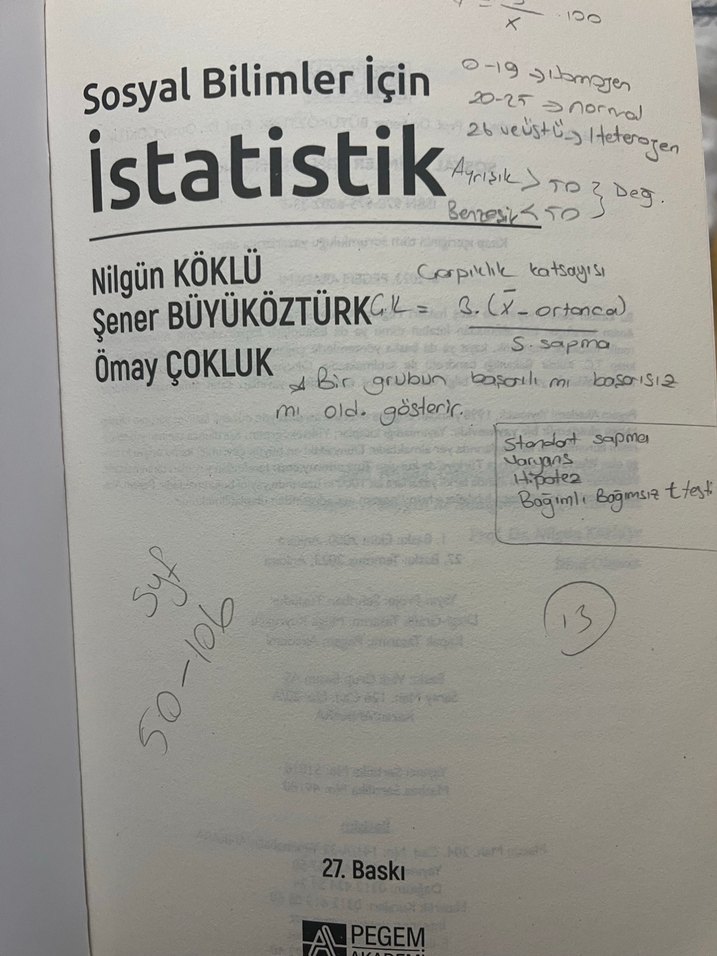 Sosyal Bilimler İçin İstatistik - 27. Baskı - Görsel 4