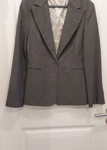 40 Beden Gri Düğmeli Kadın Blazer Ceket