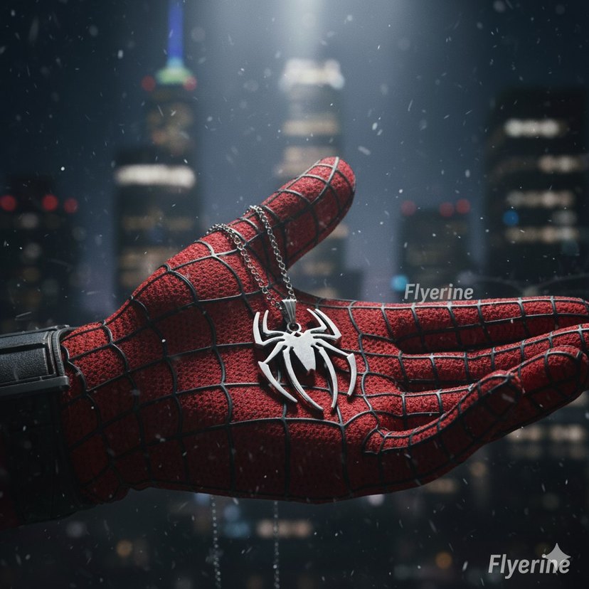 Spiderman Örümcek Kolye Zincir Çelik - Görsel 2