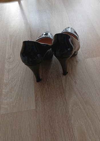 Siyah Parlak Rugan platform Topuklu Kadın Ayakkabı - Görsel 3