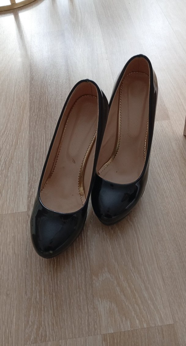 Siyah Parlak Rugan platform Topuklu Kadın Ayakkabı - Görsel 2