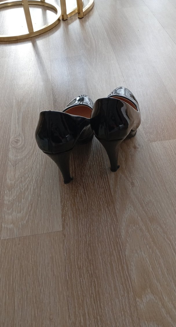 Siyah Parlak Rugan platform Topuklu Kadın Ayakkabı - Görsel 3