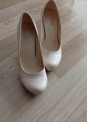 ten rengi Rugan Stiletto Topuklu Kadın Ayakkabı - Görsel 2