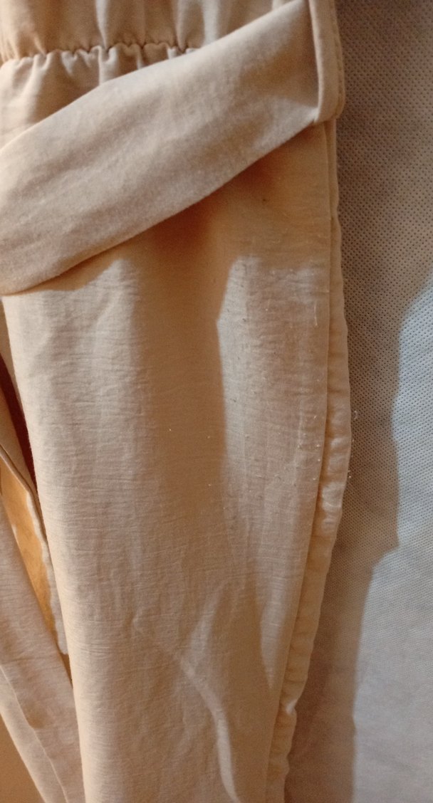 Bej Kemerli Kadın Keten Tulum - Görsel 4