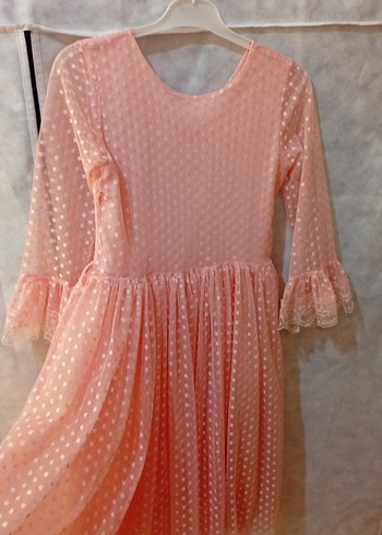 Pembe Uzun Kollu Kız Çocuk Fırfırlı Elbise - Görsel 4