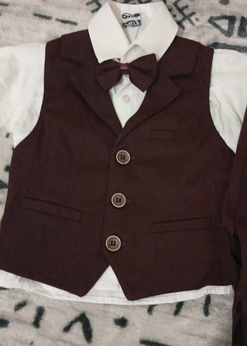 Düğmeli bordo Çocuk Takım Elbise - Görsel 2