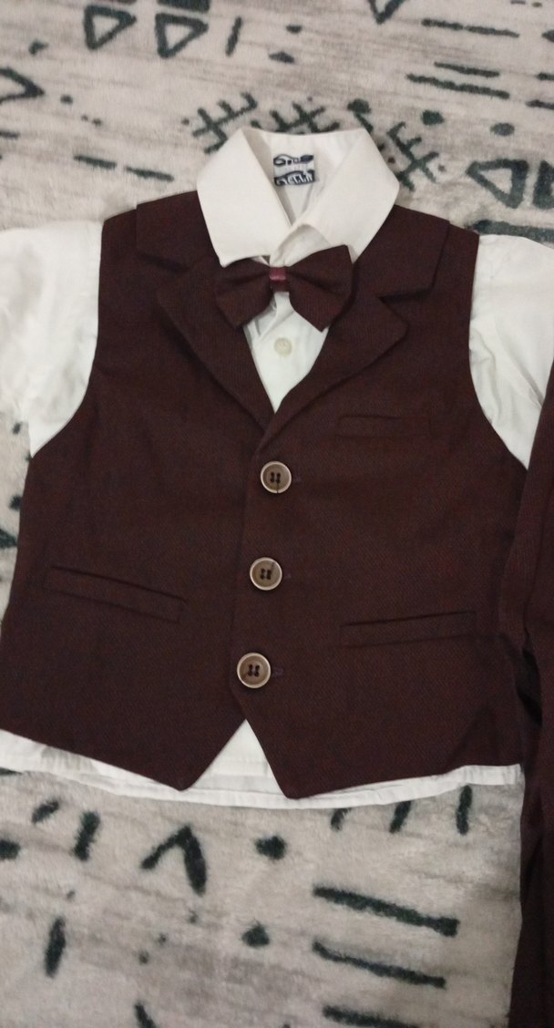 Düğmeli bordo Çocuk Takım Elbise - Görsel 2