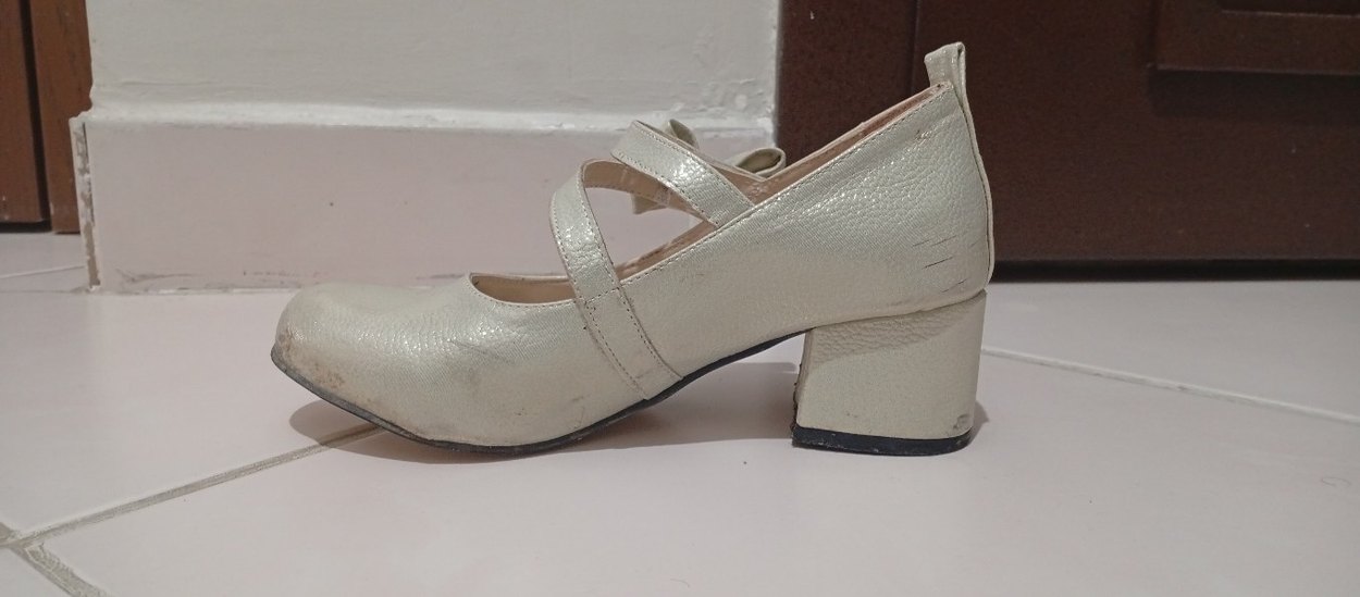 Bej Rengi, Fiyonk Detaylı, Cırt Cırtlı, 5 Cm Topuklu Babet - Görsel 3