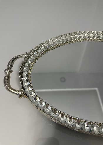 Beyaz Parlak Oval Ayna Tepsi - Görsel 2