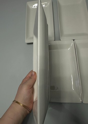 Beyaz Dikdörtgen Servis Tabakları 5'li Set - Görsel 3