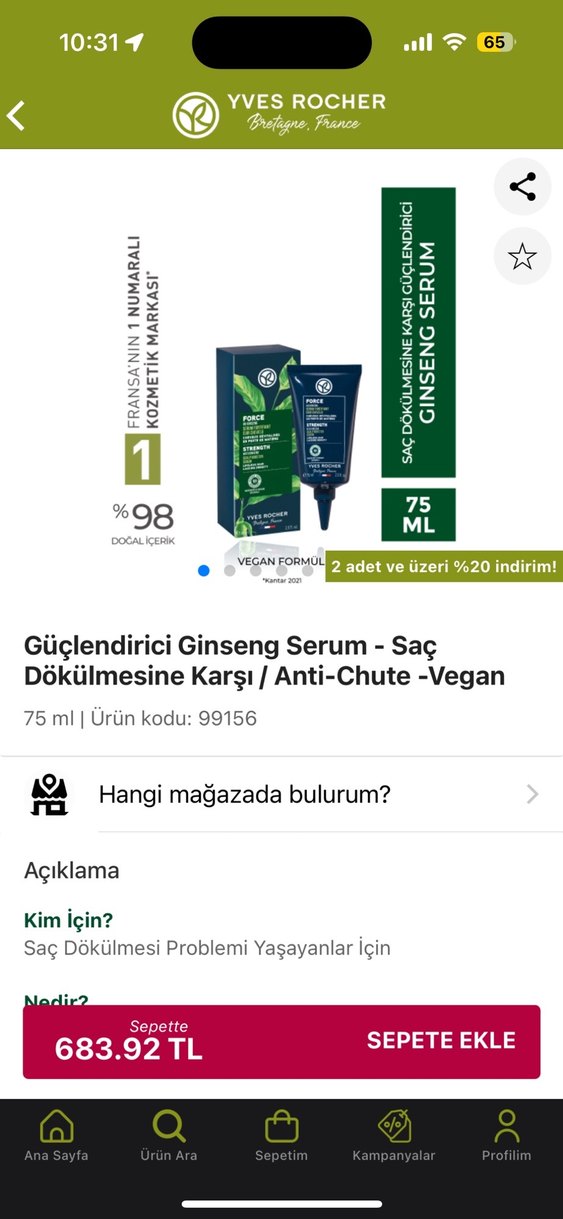 Yves Rocher Erkek Saç Güçlendirici Serum 75 ml - Görsel 2