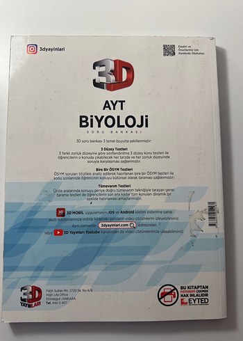  AYT Biyoloji Soru Bankası 3D Yayınları