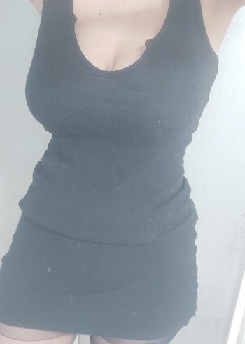 siyah askılı mini elbise - Görsel 2