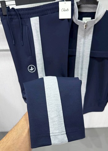 BEYMEN Erkek Mavi Gri Fermuarlı Eşofman Takımı - Görsel 5