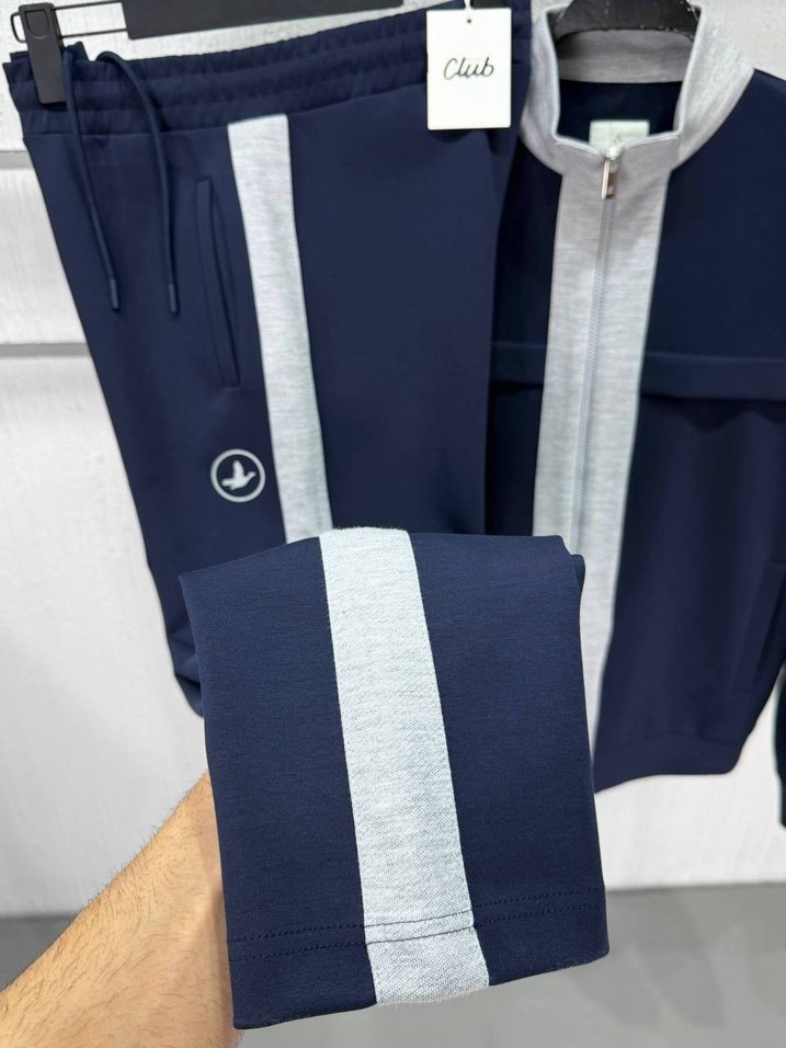 BEYMEN Erkek Mavi Gri Fermuarlı Eşofman Takımı - Görsel 5