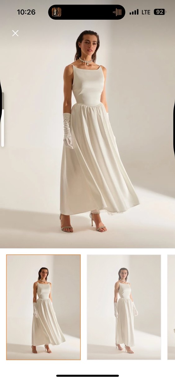 Klasik Beyaz Uzun A Kesim beyaz elbise - Görsel 2