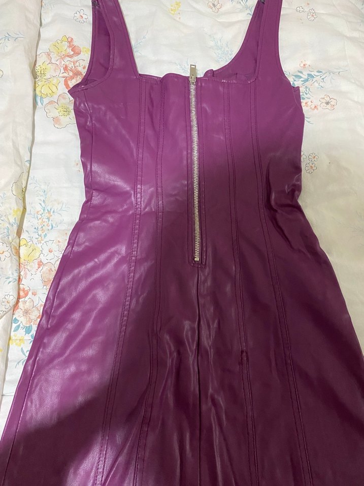 Bershka Mor Deri Mini Elbise — görsel 5/7