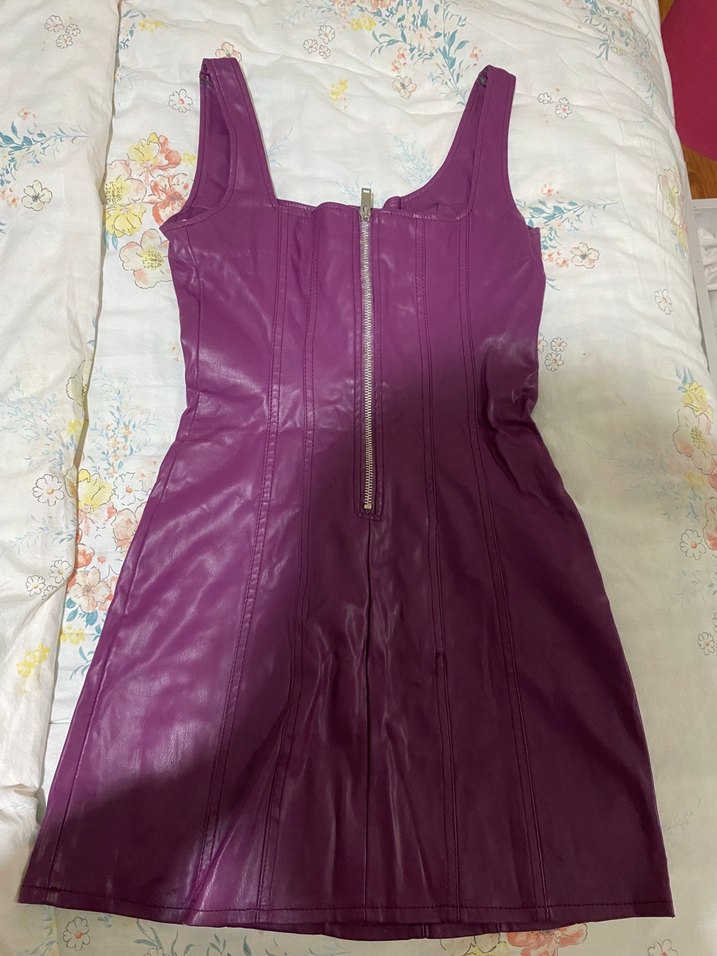 Bershka Mor Deri Mini Elbise — görsel 4/7
