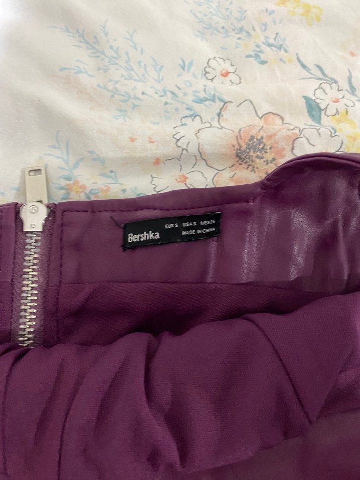 Bershka Mor Deri Mini Elbise — görsel 3/7