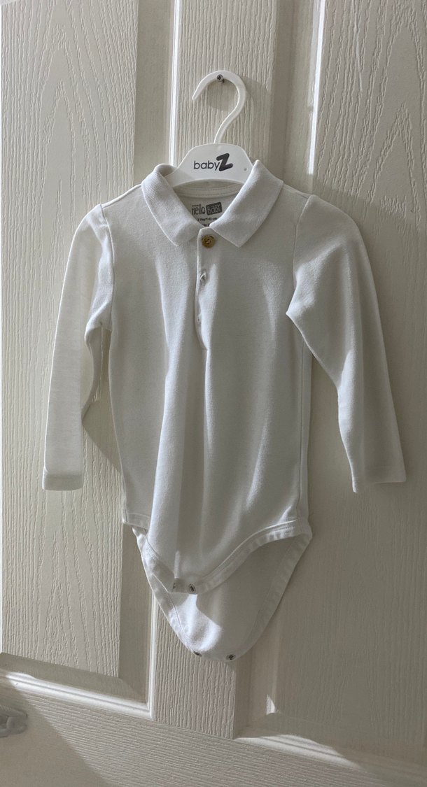 Uzun Kollu Beyaz Erkek Bebek Body - Görsel 2
