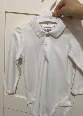 Erkek bebek Beyaz Uzun Kollu Polo Body