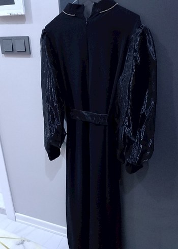 Uzun Siyah Gotik Kadın Elbise - Görsel 5