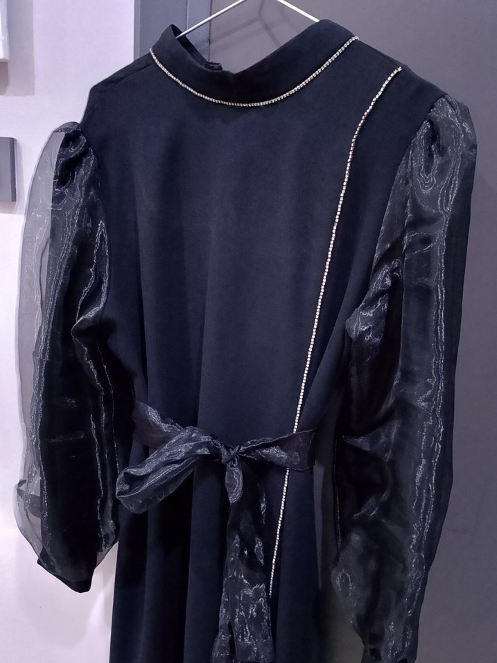 Uzun Siyah Gotik Kadın Elbise - Görsel 2