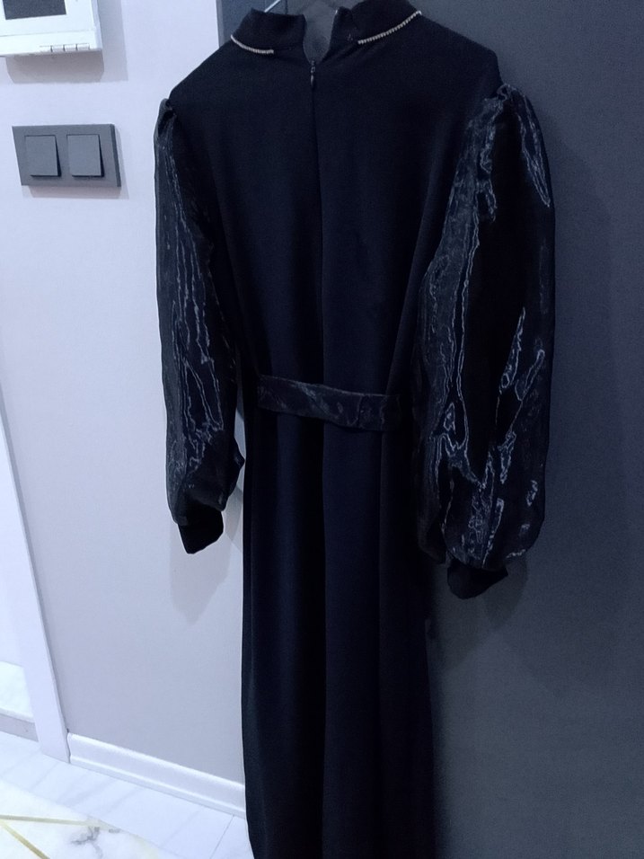 Uzun Siyah Gotik Kadın Elbise - Görsel 5