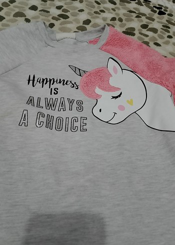 Kız Çocuk Gri Uzun Kollu Pamuk Tişört - Görsel 2