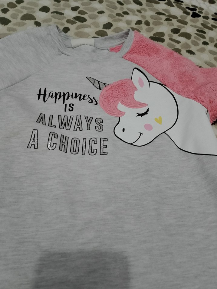 Kız Çocuk Gri Uzun Kollu Pamuk Tişört - Görsel 2