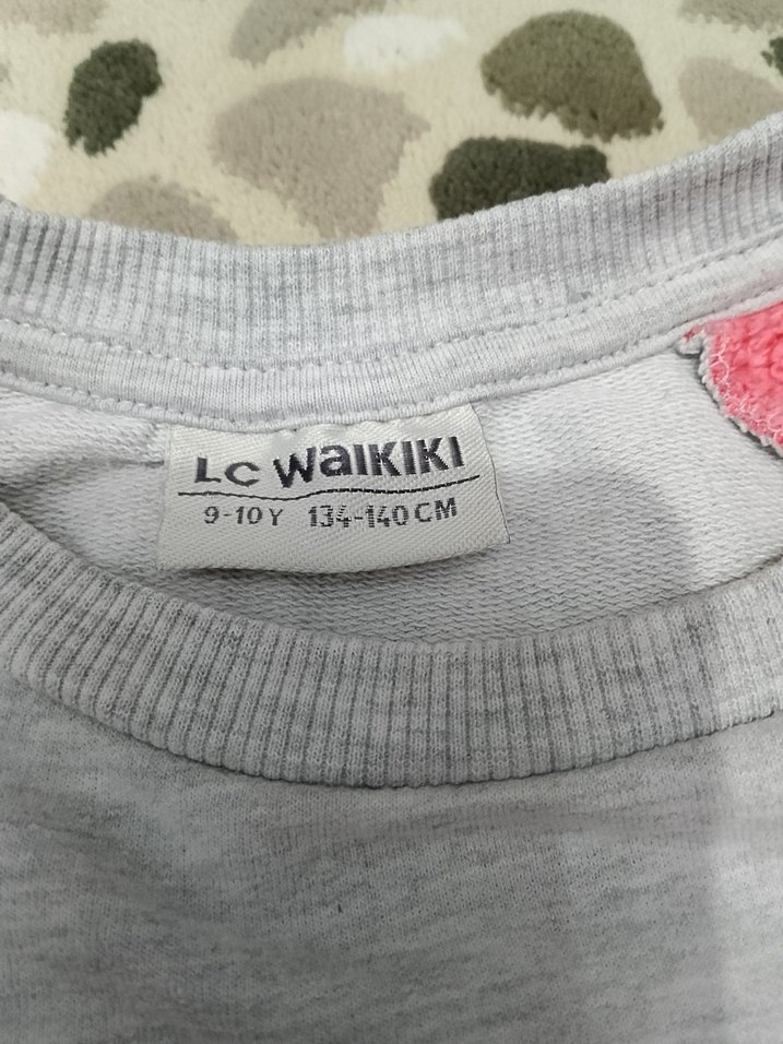 Kız Çocuk Gri Uzun Kollu Pamuk Tişört - Görsel 3