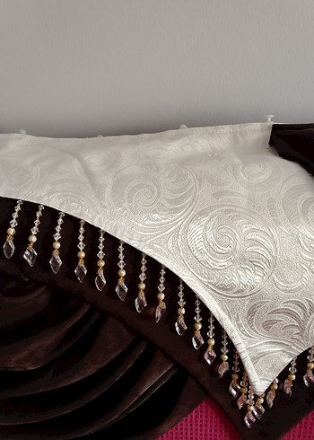 Bordo Nakışlı Klasik Perde - Görsel 2