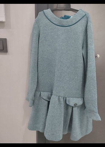 Gri Örgü Kız Elbisesi, Uzun Kollu, Rahat Kesim - Görsel 6