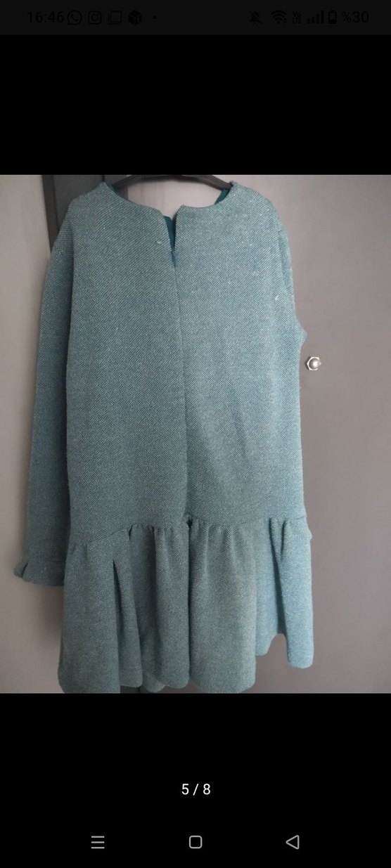 Gri Örgü Kız Elbisesi, Uzun Kollu, Rahat Kesim - Görsel 5