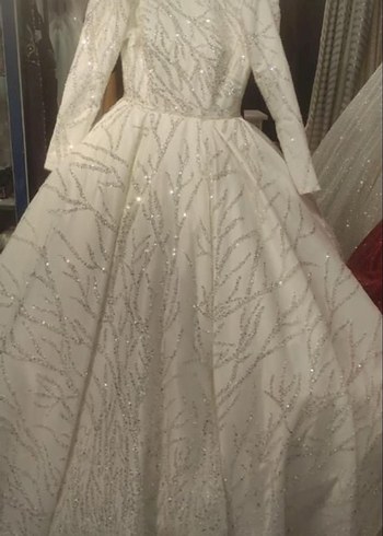 Uzun Kollu Beyaz Prenses Gelinlik - Görsel 2