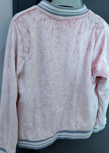 Kızlar için Pembe Bağlama Desenli Fermuarlı Ceket - Görsel 3