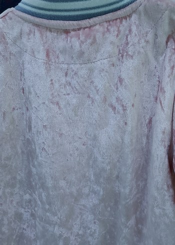 Kızlar için Pembe Bağlama Desenli Fermuarlı Ceket - Görsel 5