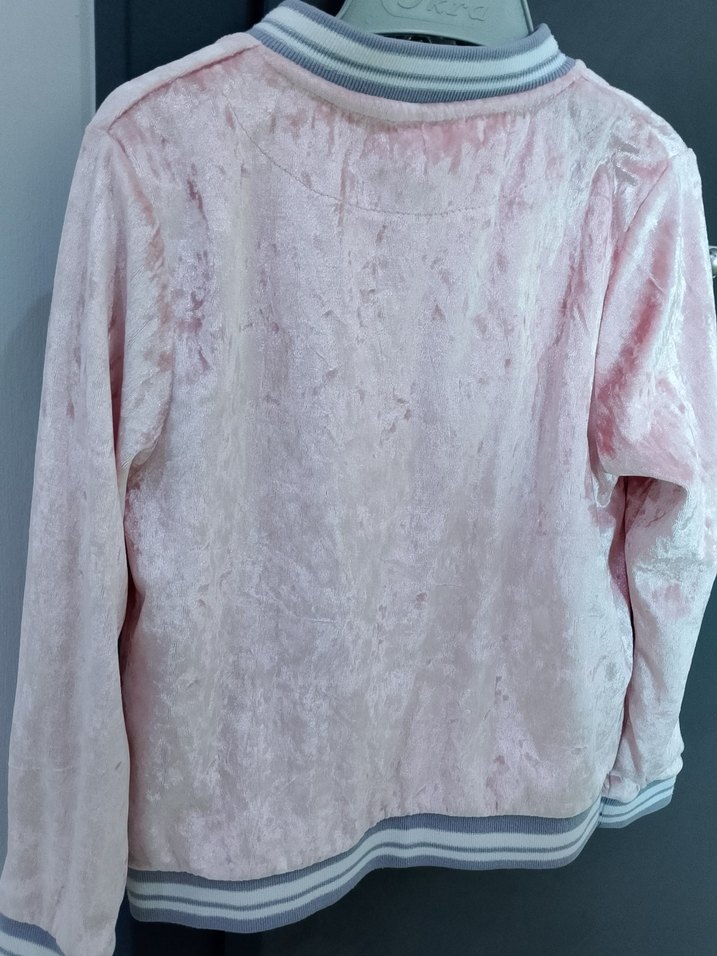 Kızlar için Pembe Bağlama Desenli Fermuarlı Ceket - Görsel 3