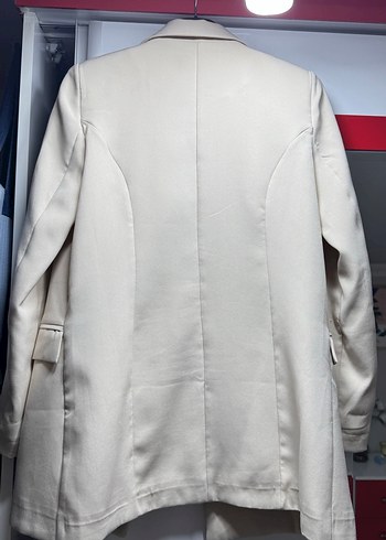 Düğmeli Beyaz Kadın Blazer Ceket - Görsel 4