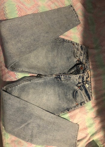 Diğer Yuksek Bel Acik Mavi Denim Kot Pantolon Jean