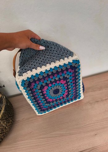 Renkli El Örgüsü Çanta - Görsel 5
