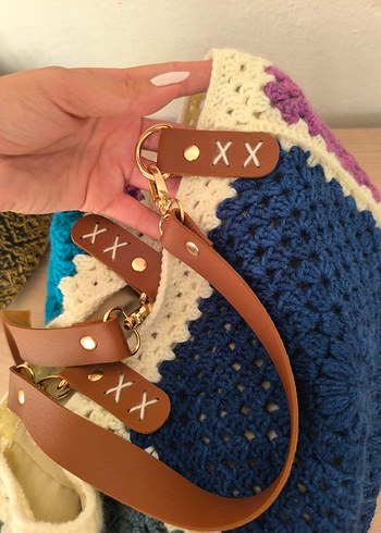 Renkli El Örgüsü Çanta - Görsel 6