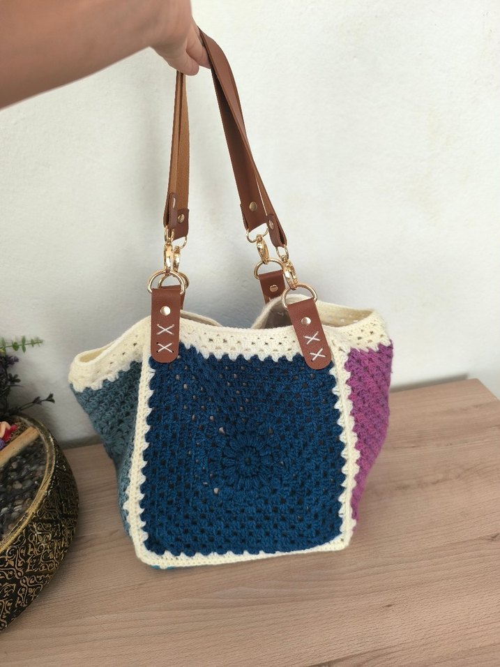 Renkli El Örgüsü Çanta - Görsel 3