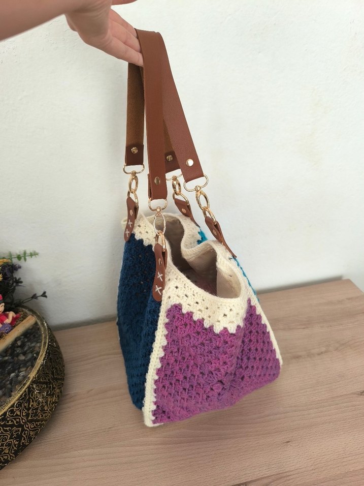 Renkli El Örgüsü Çanta - Görsel 2
