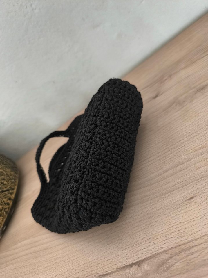 Siyah Örgü Kadın El Çantası - Görsel 2